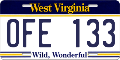 WV license plate OFE133