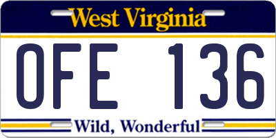 WV license plate OFE136