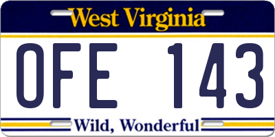 WV license plate OFE143