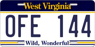 WV license plate OFE144