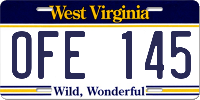 WV license plate OFE145
