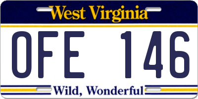 WV license plate OFE146