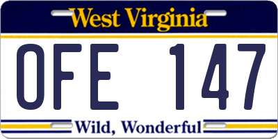 WV license plate OFE147