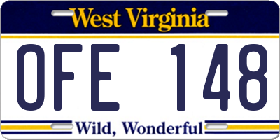 WV license plate OFE148