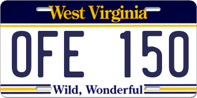 WV license plate OFE150