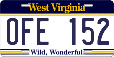 WV license plate OFE152