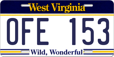 WV license plate OFE153