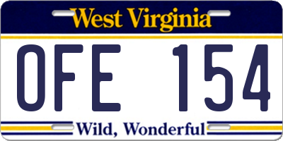 WV license plate OFE154
