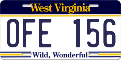 WV license plate OFE156