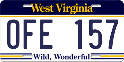 WV license plate OFE157