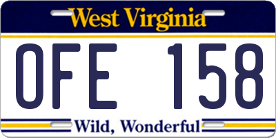 WV license plate OFE158