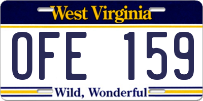 WV license plate OFE159