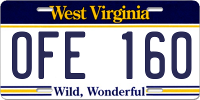 WV license plate OFE160