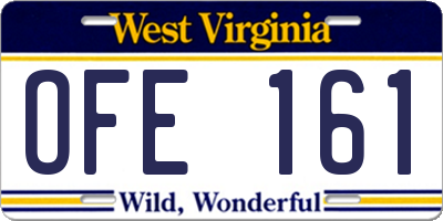 WV license plate OFE161