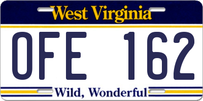 WV license plate OFE162