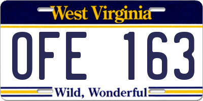 WV license plate OFE163