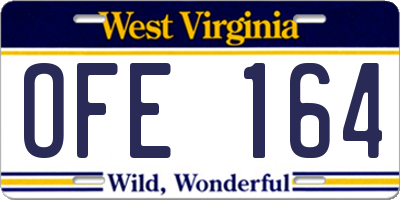 WV license plate OFE164