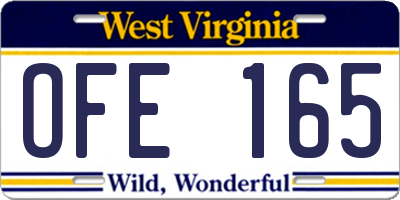 WV license plate OFE165