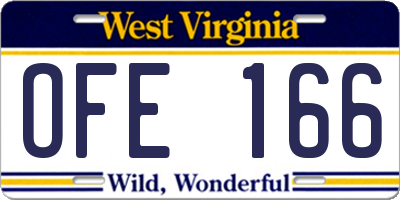 WV license plate OFE166