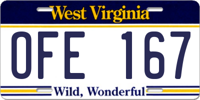 WV license plate OFE167