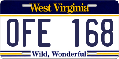 WV license plate OFE168