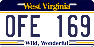 WV license plate OFE169