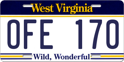 WV license plate OFE170