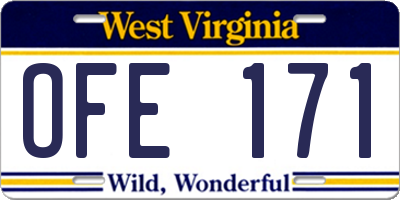 WV license plate OFE171