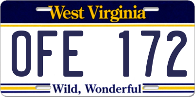WV license plate OFE172