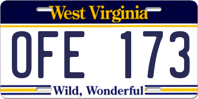 WV license plate OFE173