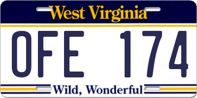 WV license plate OFE174