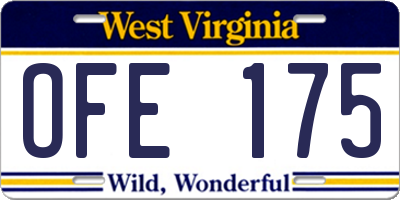 WV license plate OFE175