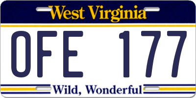 WV license plate OFE177