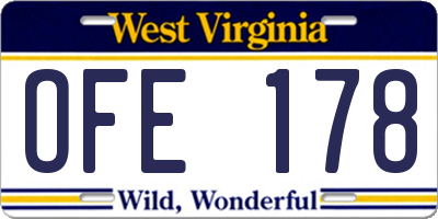 WV license plate OFE178