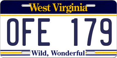 WV license plate OFE179