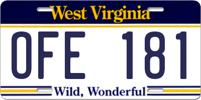 WV license plate OFE181