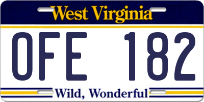 WV license plate OFE182