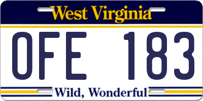 WV license plate OFE183