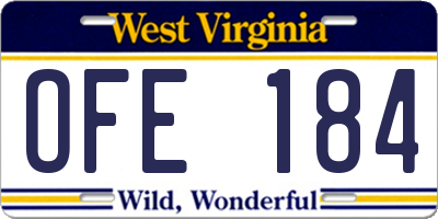 WV license plate OFE184