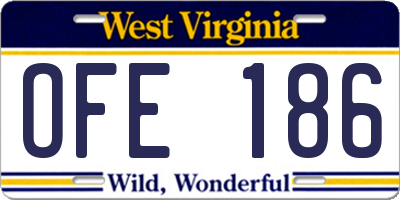 WV license plate OFE186