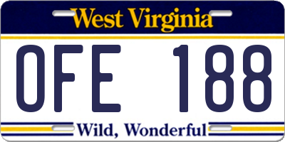 WV license plate OFE188