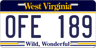 WV license plate OFE189