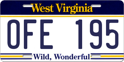 WV license plate OFE195