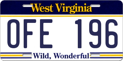 WV license plate OFE196