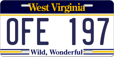 WV license plate OFE197