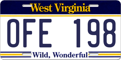 WV license plate OFE198