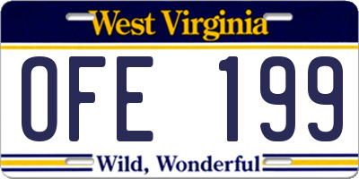 WV license plate OFE199