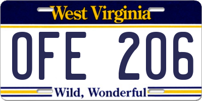 WV license plate OFE206