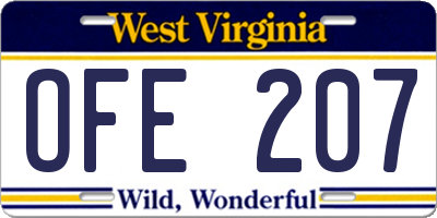 WV license plate OFE207