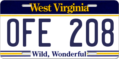 WV license plate OFE208
